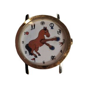 TEMPI Horse Equestrian Watch Stainless Steel Backing Gold Tone 3ATM Not Working